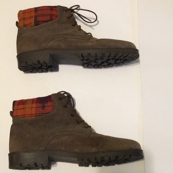 Lace up ankle boots with plaid trim Boho Shoes - Picture 9 of 10